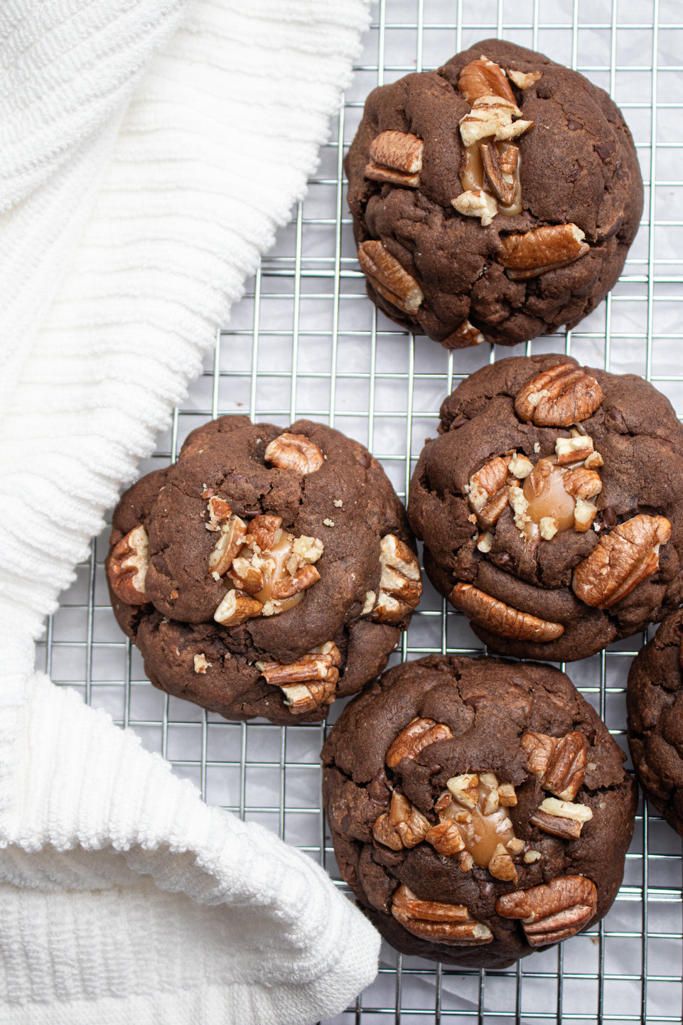 Pecan Turtle Chocolate Cookies