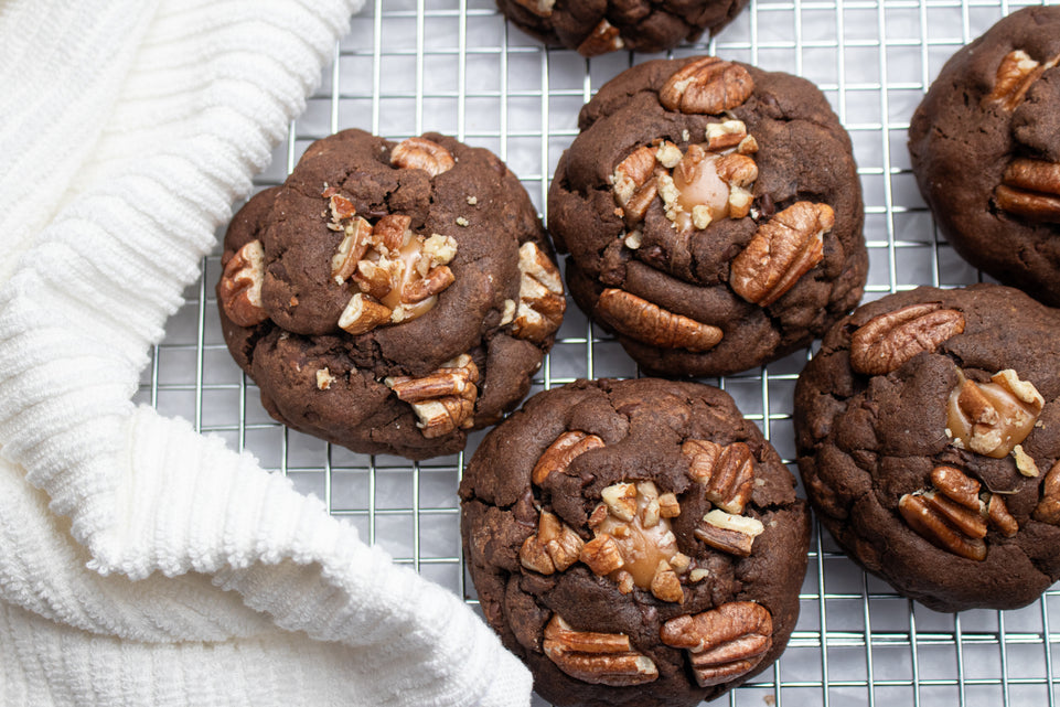 Pecan Turtle Chocolate Cookies