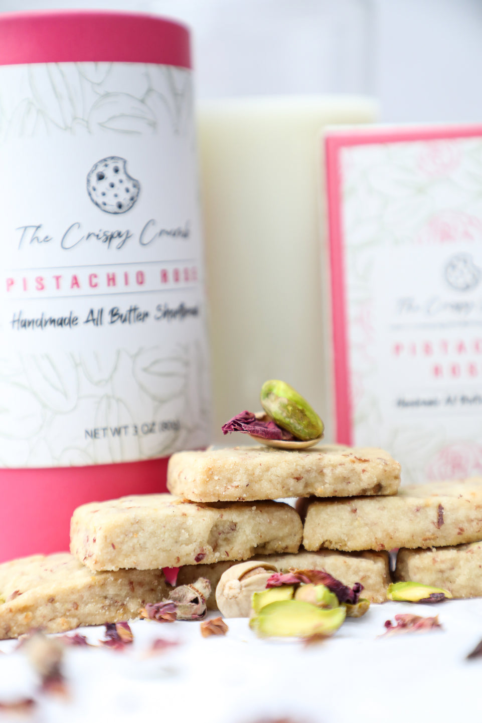 Pistachio Rose Shortbread Cookie