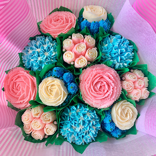 Baby Pink, Baby Blue, and White Flower Bouquet