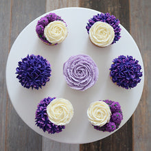 Load image into Gallery viewer, Lilac, Purple, and White Flower Cupcakes
