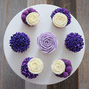 Lilac, Purple, and White Flower Cupcakes