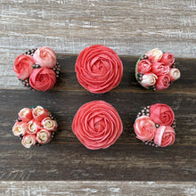Load image into Gallery viewer, Sugar Pink and White Flower Cupcakes (6)
