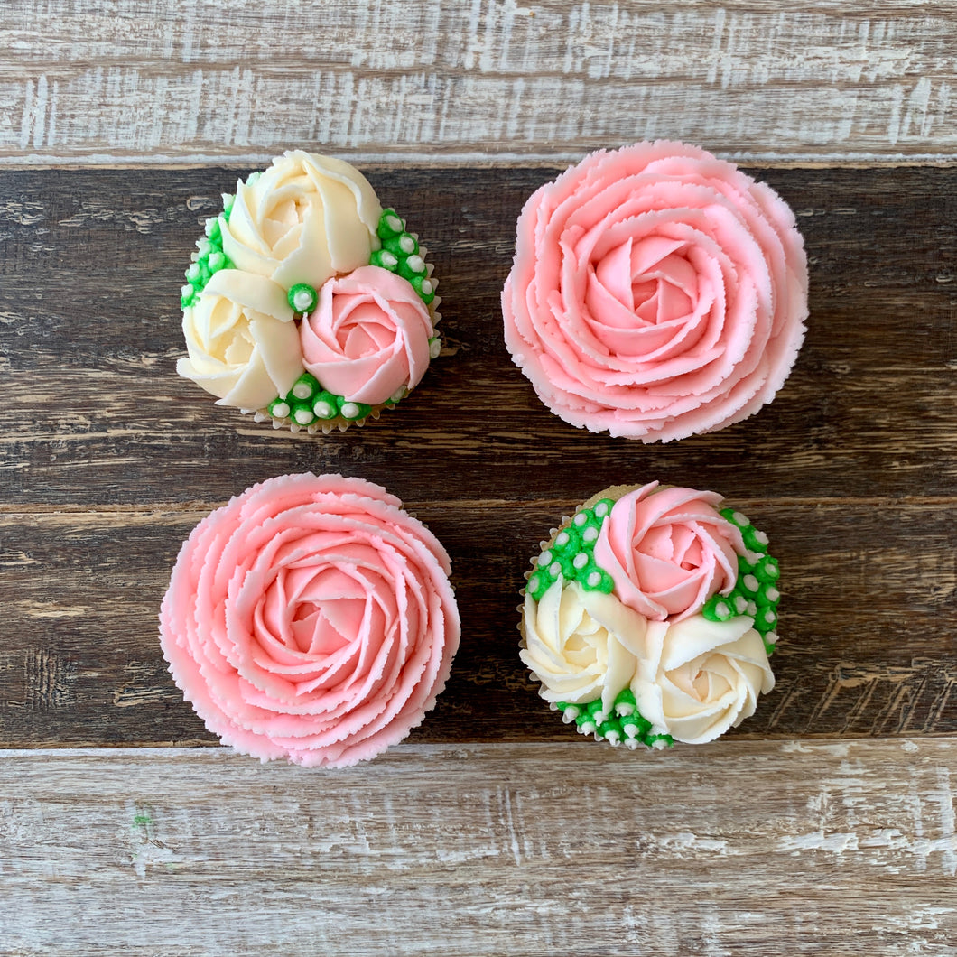 Baby Pink and White Rose Cupcakes (4)