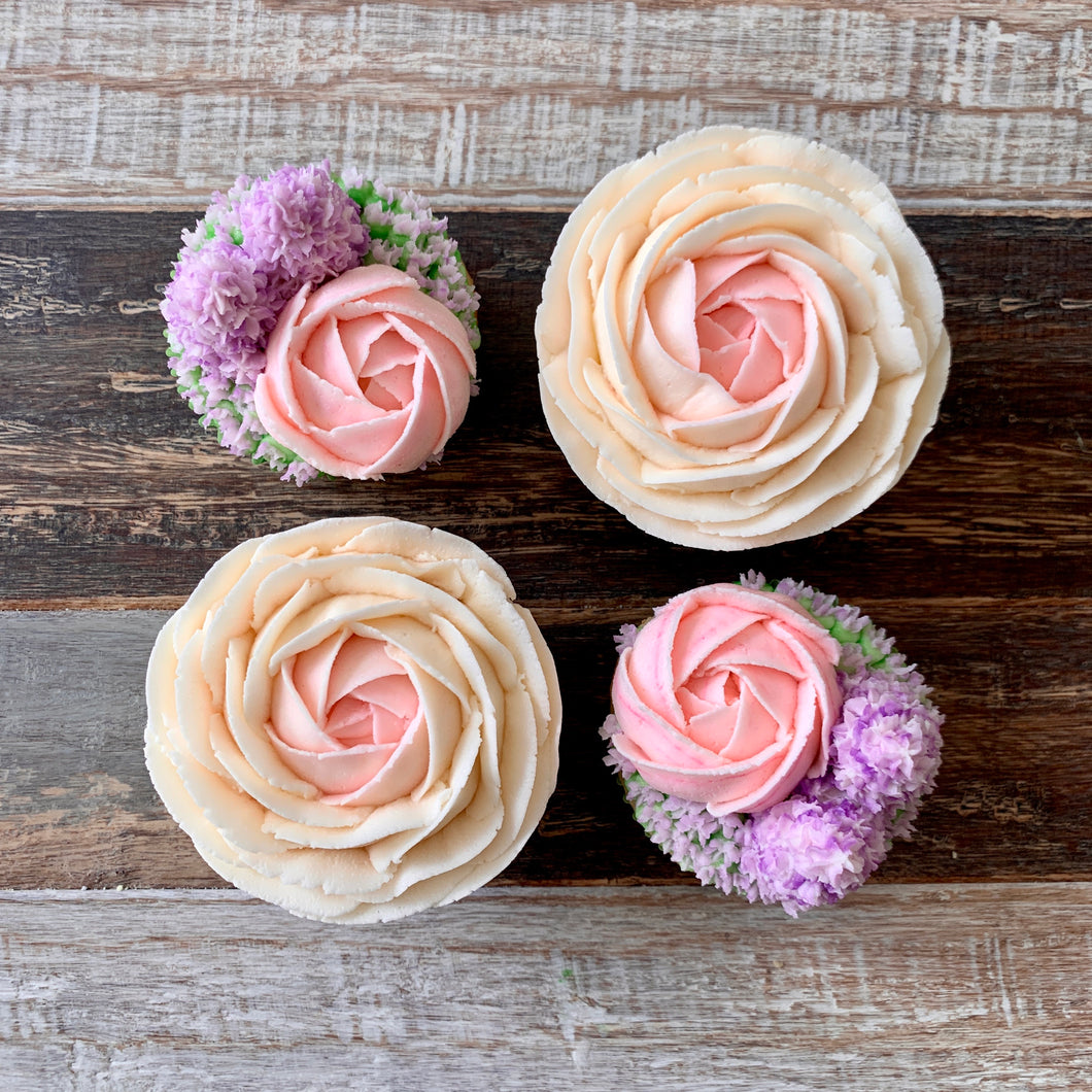 Lilac, Pink & White Rose Cupcakes Intricate (4)